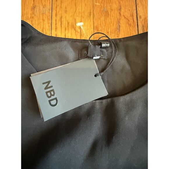 NBD Dress Womens Medium Black Cutout Waist Beaded Trim Sleeveless Lined Skater - Picture 3 of 8